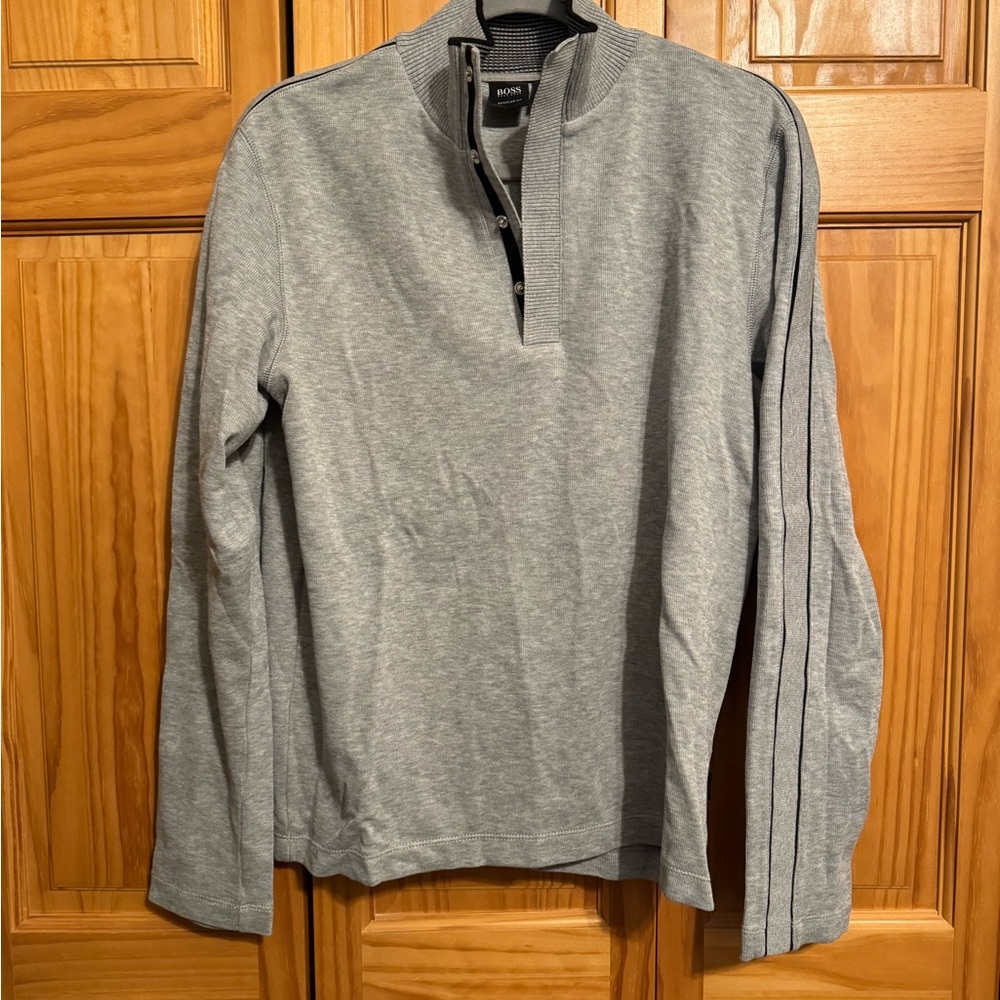 Hugo Boss Men's Gray Zip-Up Sweater